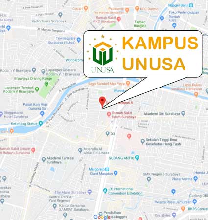 Locations and Maps (Google Map) UNUSA Surabaya Afternoon Evening Course Pts Ptn